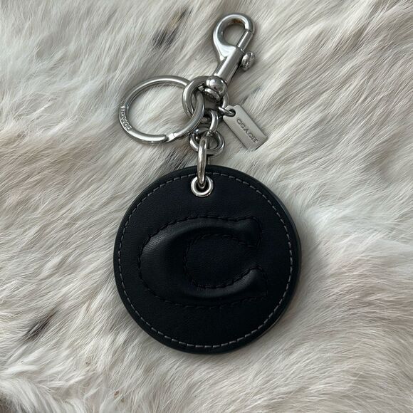 COACH Black Leather Mirrored Keychain - Picture 2 of 6
